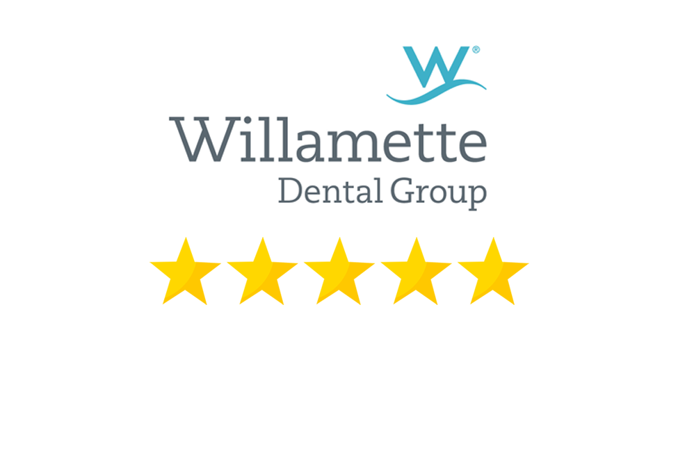 Willamette Dental Group Logo with 5 Gold Stars under it